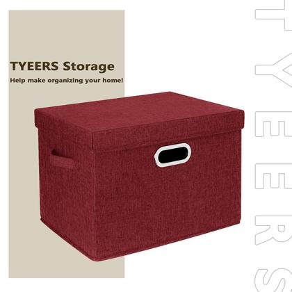 Imagem de Caixas de armazenamento TYEERS grandes com tampas, pacote com 3 unidades de poliéster para vinho tinto