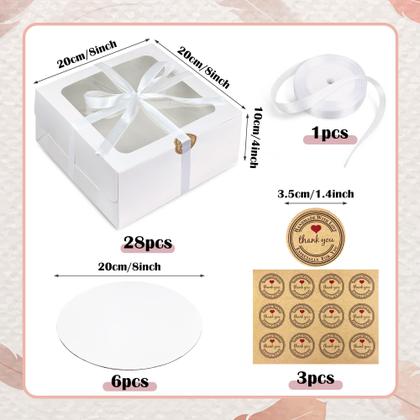 Imagem de Caixas de padaria KEEPARTY brancas com janela 28 unidades 20x20x10cm