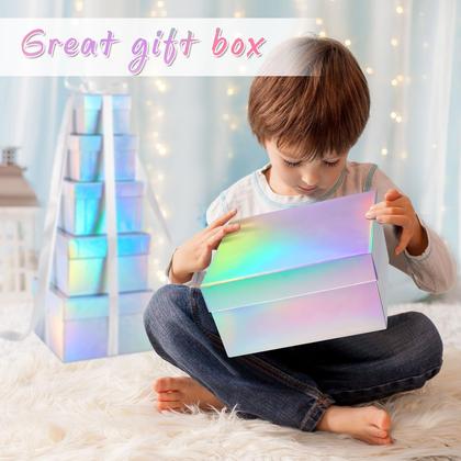 Imagem de Caixas de presente Fulmoon Holographic Sliver Square Nesting Set 5
