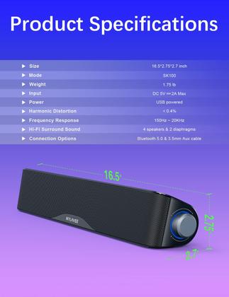 Imagem de Caixas de Som para Computador Nylavee HiFi - USB e Bluetooth 5.0