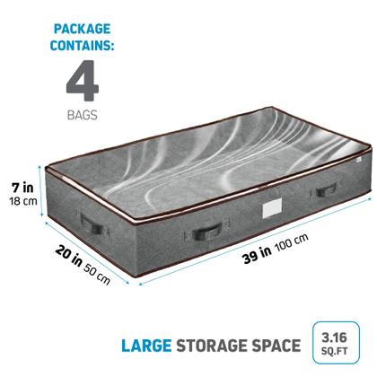 Imagem de Caixas Organizadoras para Debaixo da Cama ZOBER, Kit com 4 com Alças