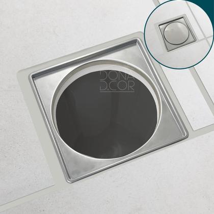Imagem de Caixilho Inox 10x10 Porta Grelha Para Ralo Suporte Quadrado Porta Ralo Inox Para Box Banheiro Lavanderia 10cm Quintal