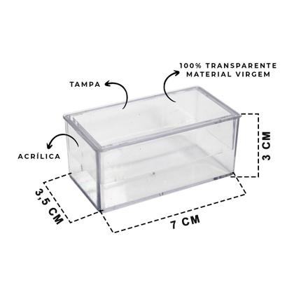 Imagem de Caixinha Acrílica Retangular 7x3cm Transparente 50 Unidades