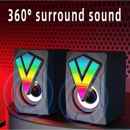 Imagem de Caixinha Auto Falante Estéreo 6w Rms Para Computador Led Rgb