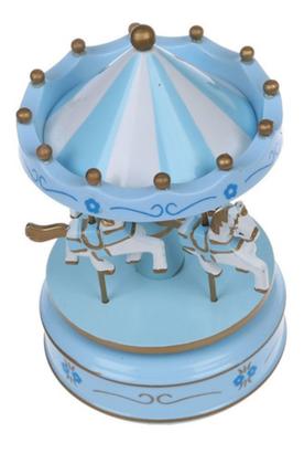 Imagem de caixinha C/ cavalinhos decorativo azul melodia brinquedo