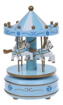 Imagem de caixinha C/ cavalinhos decorativo azul melodia brinquedo