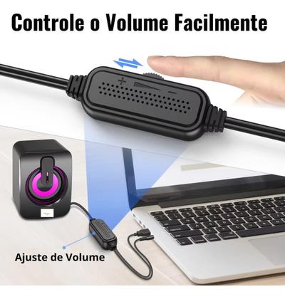 Imagem de Caixinha Caixa De Som Pc Notebook Gamer Usb Led Rgb Potente