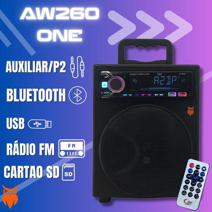 Imagem de caixinha de som bluetooth com controle remoto Awdium Aw 260one bivolt 110 a 220V automático