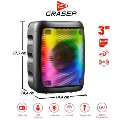 Imagem de Caixinha de Som Karaokê com Microfone FM Bluetooth e LEDs