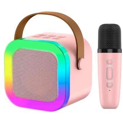 Imagem de Caixinha De Som LED RGB Karaokê Infantil Bluetooth Portátil