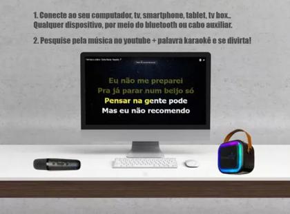 Imagem de Caixinha Karaoke Microfone Bluetooth s/ Fio Youtube Novidade