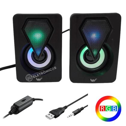 Imagem de Caixinha Multimídia Led Colorido Estéreo Para Notebook AL3082