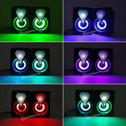 Imagem de Caixinha Multimídia Led Colorido Estéreo Para Notebook AL3082