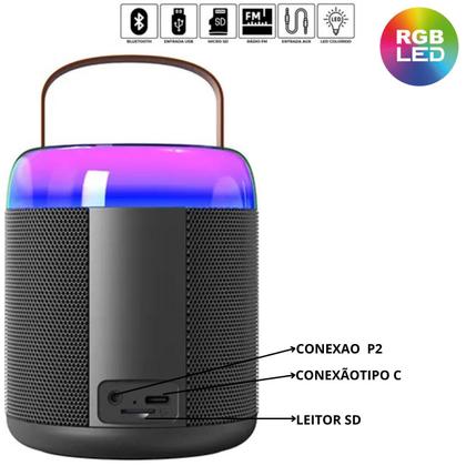 Imagem de Caixinha Som Bluetooth Led Karaokê Infantil Microfones S Fio