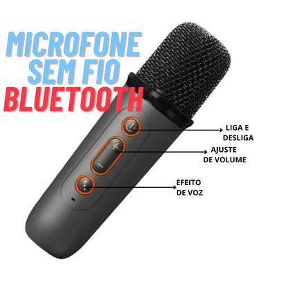 Imagem de Caixinha Som Bluetooth Led Karaokê Infantil Microfones S Fio