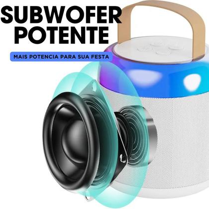 Imagem de Caixinha Som Bluetooth Led Karaokê Infantil Microfones S Fio