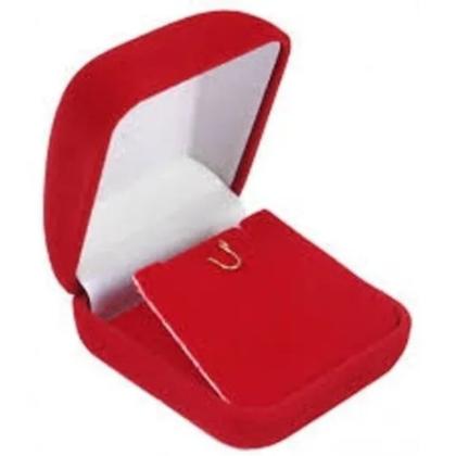 Imagem de Caixinha Veludo Pequena Conjunto Brinco Colar Vermelha