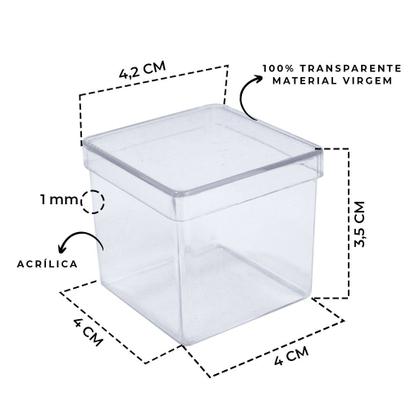 Imagem de Caixinhas de Acrílico Com Tampa 4cm Transparente 30 unidades
