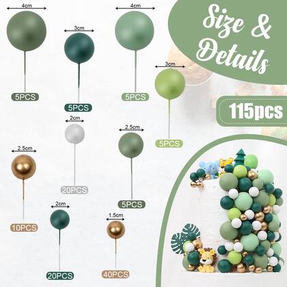 Imagem de Cake Toppers Acmee 115 peças Ball Foam Green Theme, tema de aniversário