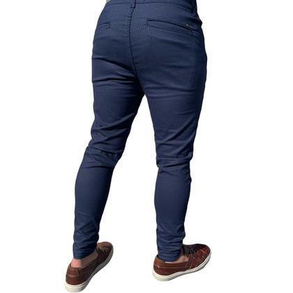 Imagem de Calça Alfaiataria Bengaline Skinny Azul Detalhe Risca De Giz