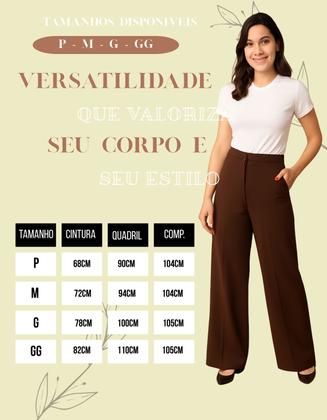 Imagem de Calça Alfaiataria Feminina Pantalona Flare Wide Leg Social Cintura Alta