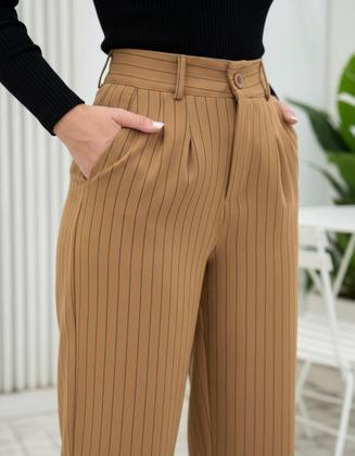 Imagem de Calça Alfaiataria Feminina Pantalona Listrada Wide Leg Aerolook