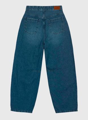Imagem de Calça Barrel Jeans Enfim 1000131599 Feminina Cintura Média Algodão T. 36/46