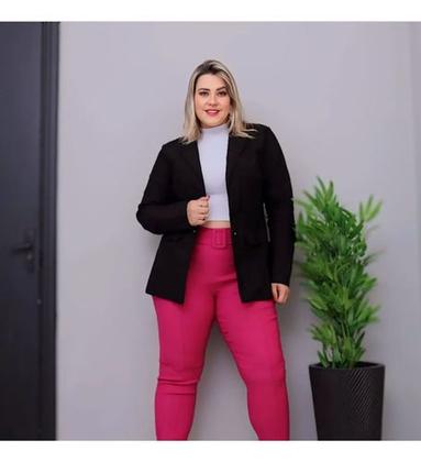 Imagem de Calça Bengaline Moda Feminina Com Bolsos Social 40 Até 52 