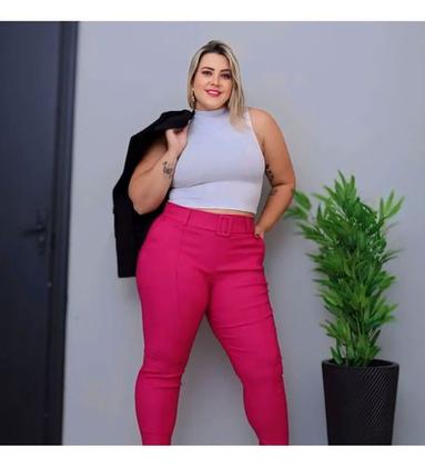 Imagem de Calça Bengaline Moda Feminina Com Bolsos Social 40 Até 52 