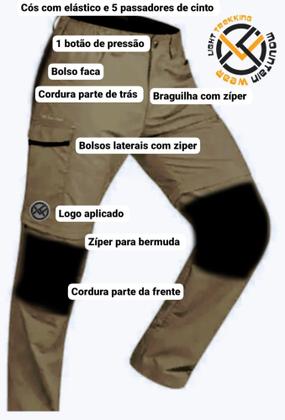 Imagem de Calça Bermuda Masculina ACTION LIGHT TREKKING com Cordura - 100% Poliamida