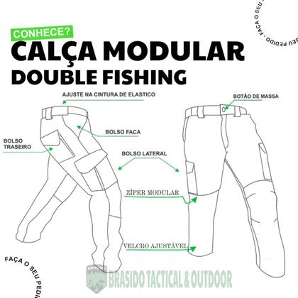 Imagem de Calça Bermuda Modular - Double Fishing - Camuflado e Liso