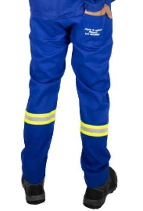 Imagem de Calça Brim Anti Chama NR 10 Refletiva Cor: Azul Royal CA:47307 -FORTLINE