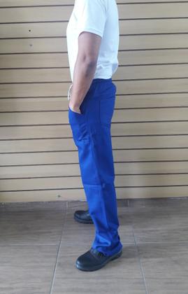 Imagem de Calça Brim Pesado Azul Elástico Total Uniforme Profissional
