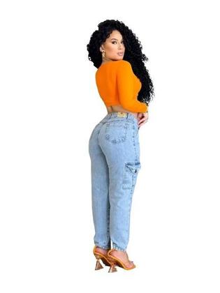 Imagem de Calça capre cargo feminina jeans 100%