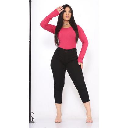 Imagem de Calça Capri Curta Chumbo/Cinza/Marmorizada Feminina Jeans com Lycra Elastano Cintura Alta Moda Tendência Lançamento