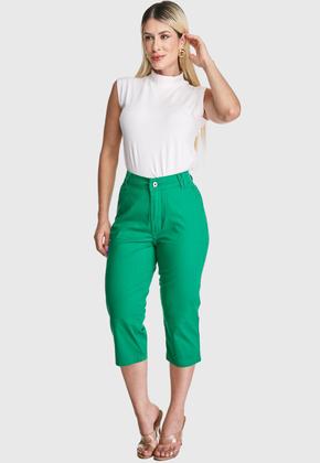 Imagem de Calça Capri HNO Jeans Sarja Cintura Alta Elastano Classic Verde