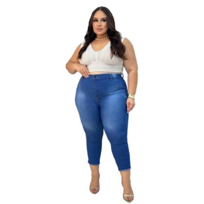 Imagem de Calça Capri Jeans Feminino Plus Size Modelo Curve 48 ao 64