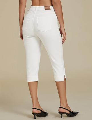 Imagem de Calça Capri luvamia, jeans casuais de verão, cintura alta, branca