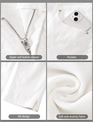 Imagem de Calça Capri luvamia, jeans casuais de verão, cintura alta, branca