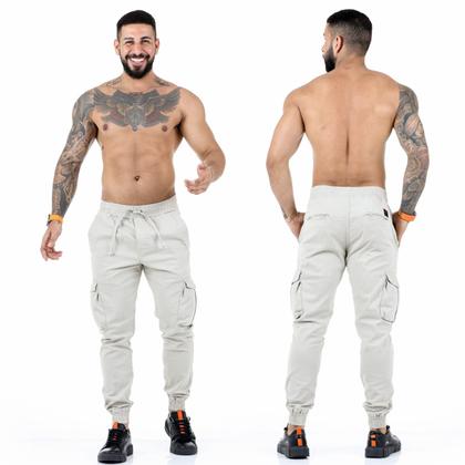 Imagem de Calça cargo jogger masculino sarja e jeans coloridas com elástico pronta entrega top