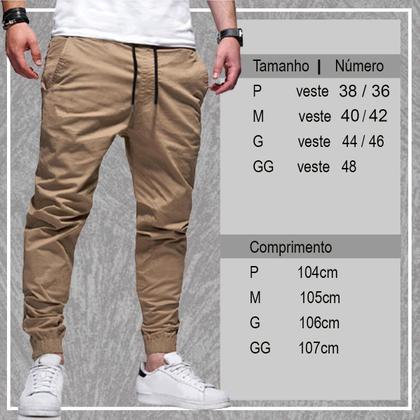 Imagem de Calça Cargo Jogger Sarja Masculina Estilosa - Elastano