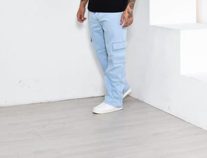 Imagem de CALÇA CARGO MASCULINA COM ELASTANO E CORDÃO NA CINTURA BEGE,JEANS CLARO Escuro ,