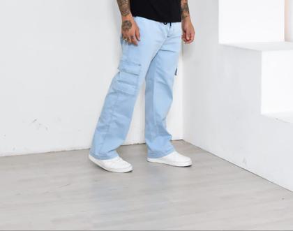 Imagem de CALÇA CARGO MASCULINA COM ELASTANO E CORDÃO NA CINTURA BEGE,JEANS CLARO Escuro ,
