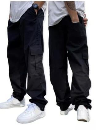Imagem de Calça Cargo Masculino Skate Caqui Streetwear Skatista Com Bolsos Lateral