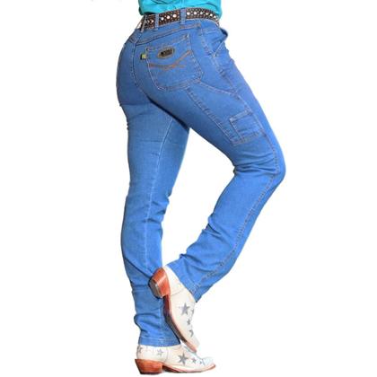 Imagem de Calça Carpinteira Reta Jeans Feminina C/ Lycra Country Clara