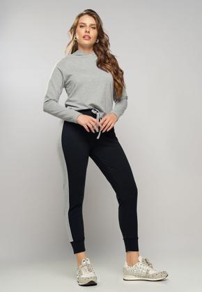 Imagem de Calça Comfy Jogger Com Faixa Lateral Moletinho Preta Salvatore Fashion