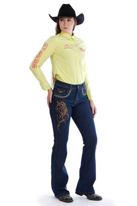 Imagem de Calça Country Feminina Jeans Flare PLUS SIZE Cavalo Bordado - Rodeo Farm