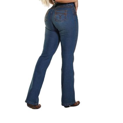 Calça Country Feminina Jeans Flare Premium PLUS SIZE Destroyed Médio - Rodeo Farm Imagem de Calça Country Feminina Jeans Flare Premium PLUS SIZE Destroyed Médio - Rodeo Farm
