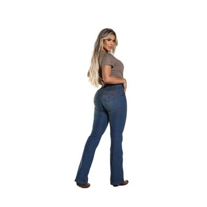 Calça Country Feminina Jeans Flare Premium PLUS SIZE Destroyed Médio - Rodeo Farm Imagem de Calça Country Feminina Jeans Flare Premium PLUS SIZE Destroyed Médio - Rodeo Farm
