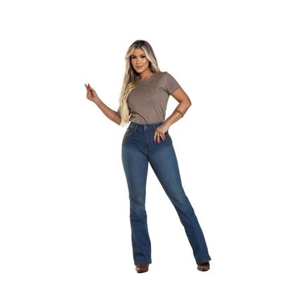 Calça Country Feminina Jeans Flare Premium PLUS SIZE Destroyed Médio - Rodeo Farm Imagem de Calça Country Feminina Jeans Flare Premium PLUS SIZE Destroyed Médio - Rodeo Farm